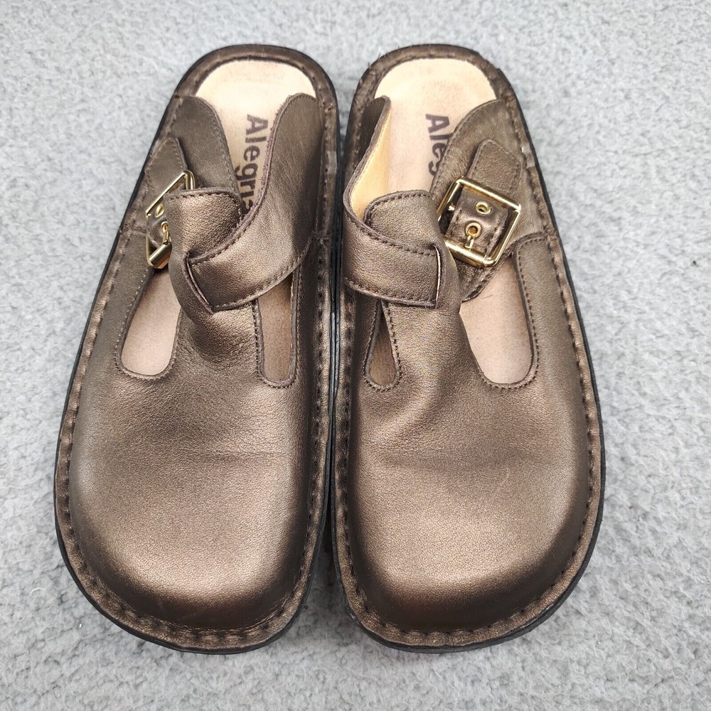 Alegria Classic Clog Sandal Women EU 36 / US 6 Bronze Metallic Leather ALG-201 - Picture 7 of 16